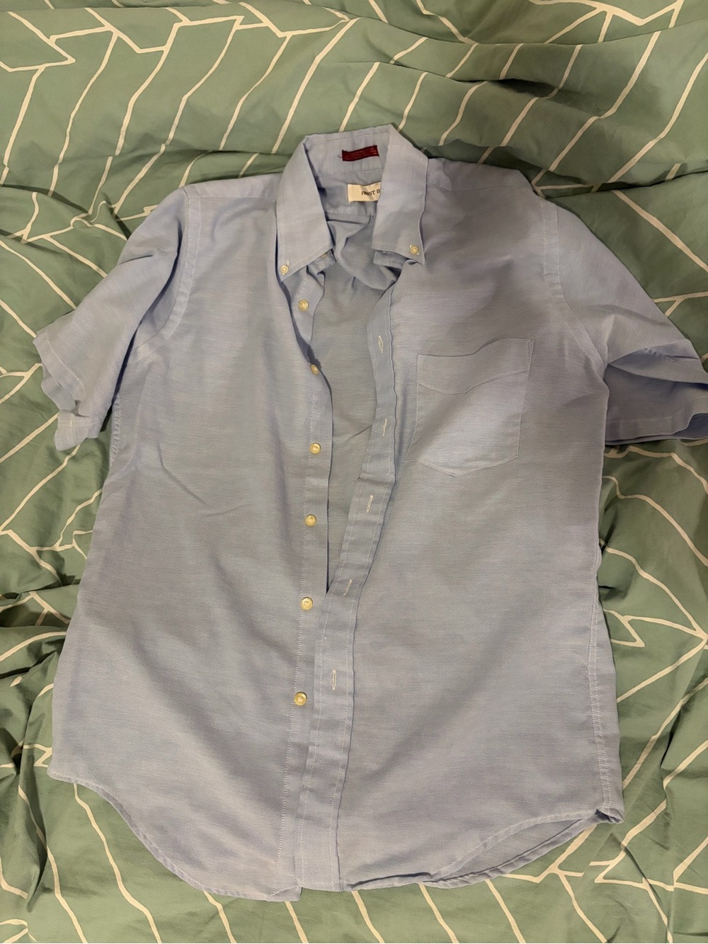 Frost Bros Vintage Light Blue Short-Sleeve Button-Down Men's Shirt M